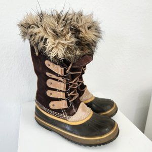 Sorel Joan of Arctic Snow Winter Boots Tall Lined Furry Warm Womens size 6 Brown